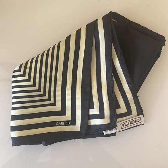 Carlisle 100% Silk Black and Yellow Geometric Scarf - Picture 8 of 8